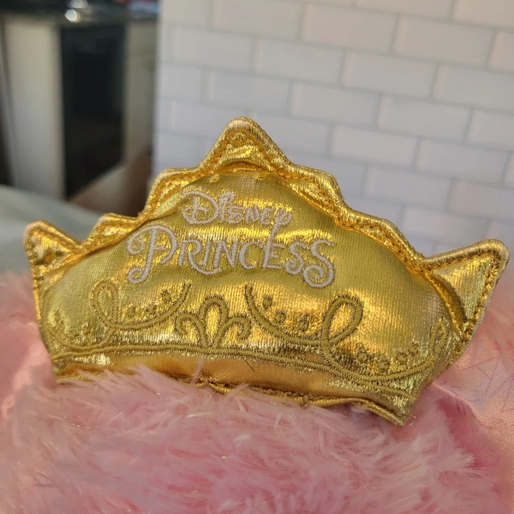 Build A Bear Disney Princess Pink Plush Bear Gold Sequin Tulle Dress Crown Belle